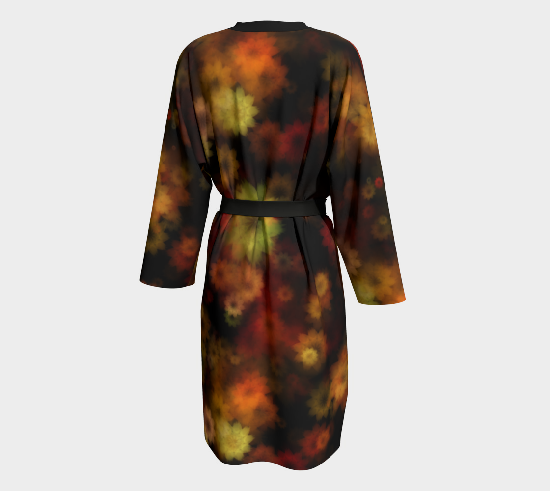 Aperçu de Moody Red Gold Floral Peignoir Robe #2
