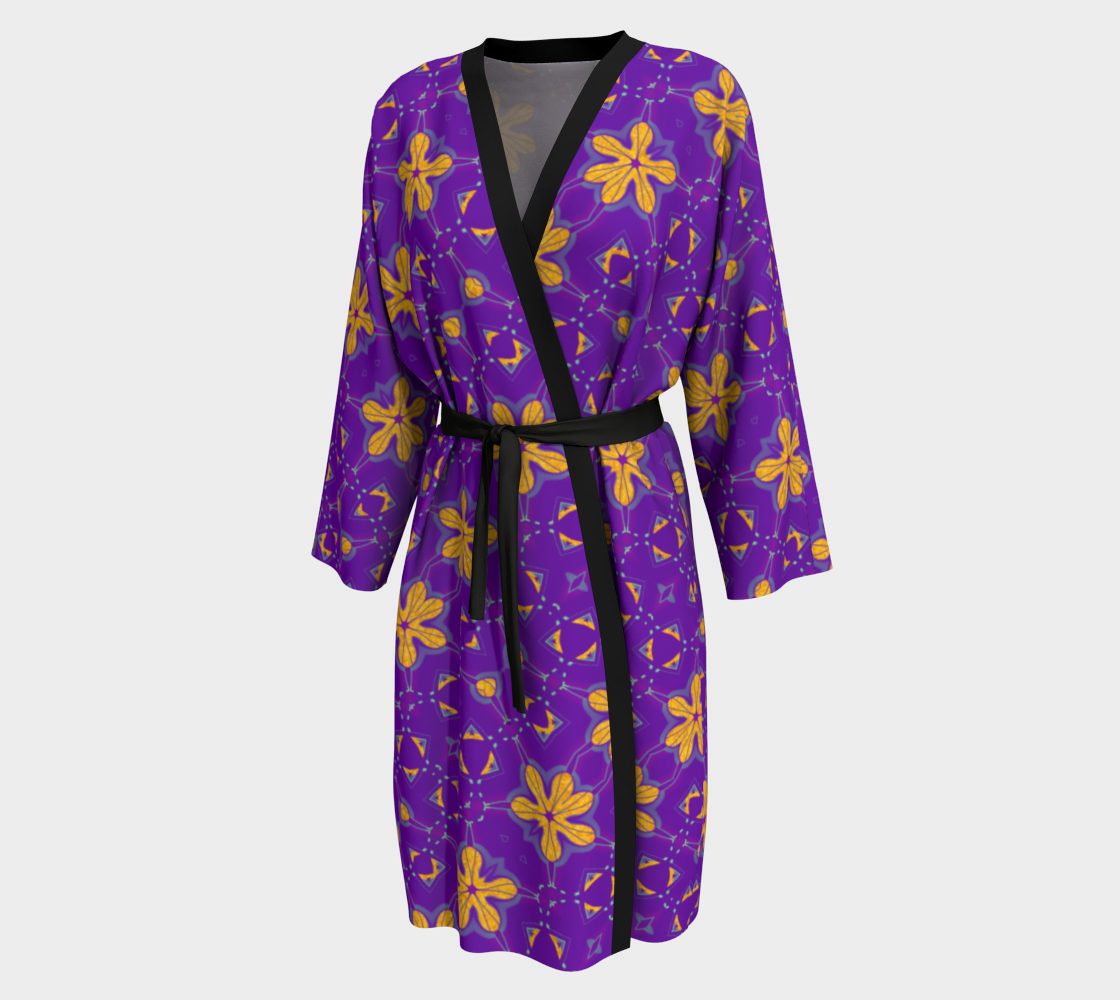 Aperçu de Yellow Flowers on Purple Peignoir Robe
