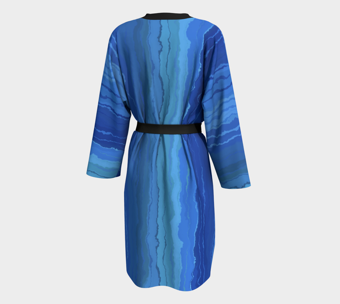 Aperçu de Blue Ombre Painted Stripes Peignoir Robe #2