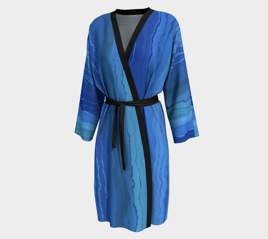 Aperçu de Blue Ombre Painted Stripes Peignoir Robe