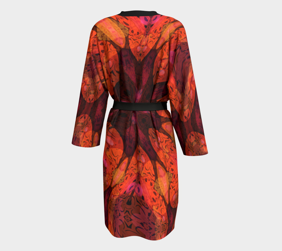 Aperçu de Abstract Floral Tiger Lily Peignoir Robe #2