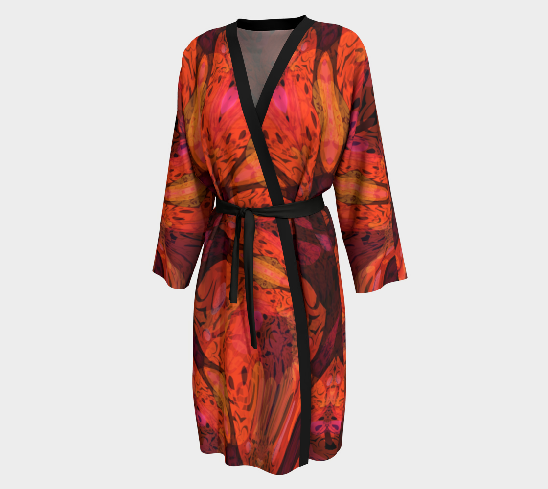 Aperçu de Abstract Floral Tiger Lily Peignoir Robe