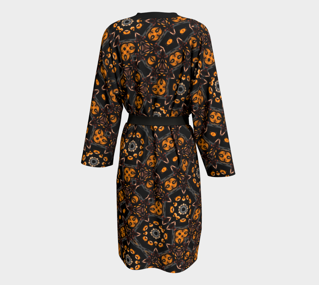 Aperçu de Black and Gold Floral Peignoir Robe #2
