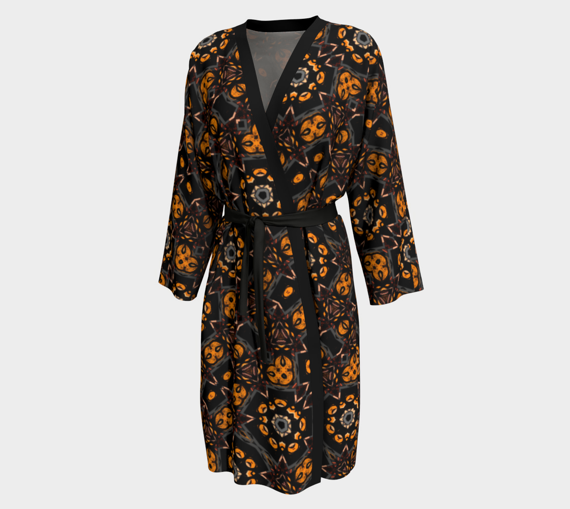 Aperçu de Black and Gold Floral Peignoir Robe