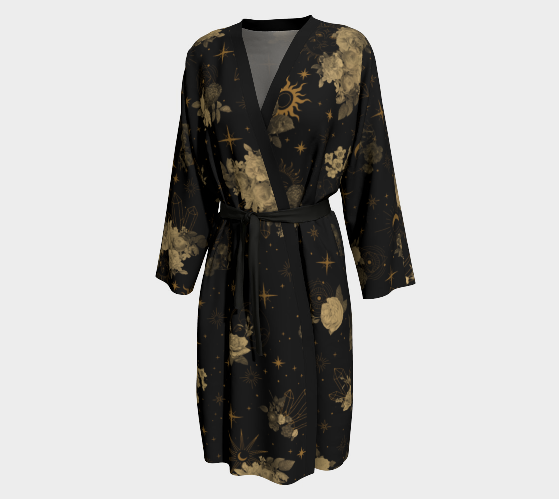 Astro Black & Gold Celestial Peignoir Robe preview #1
