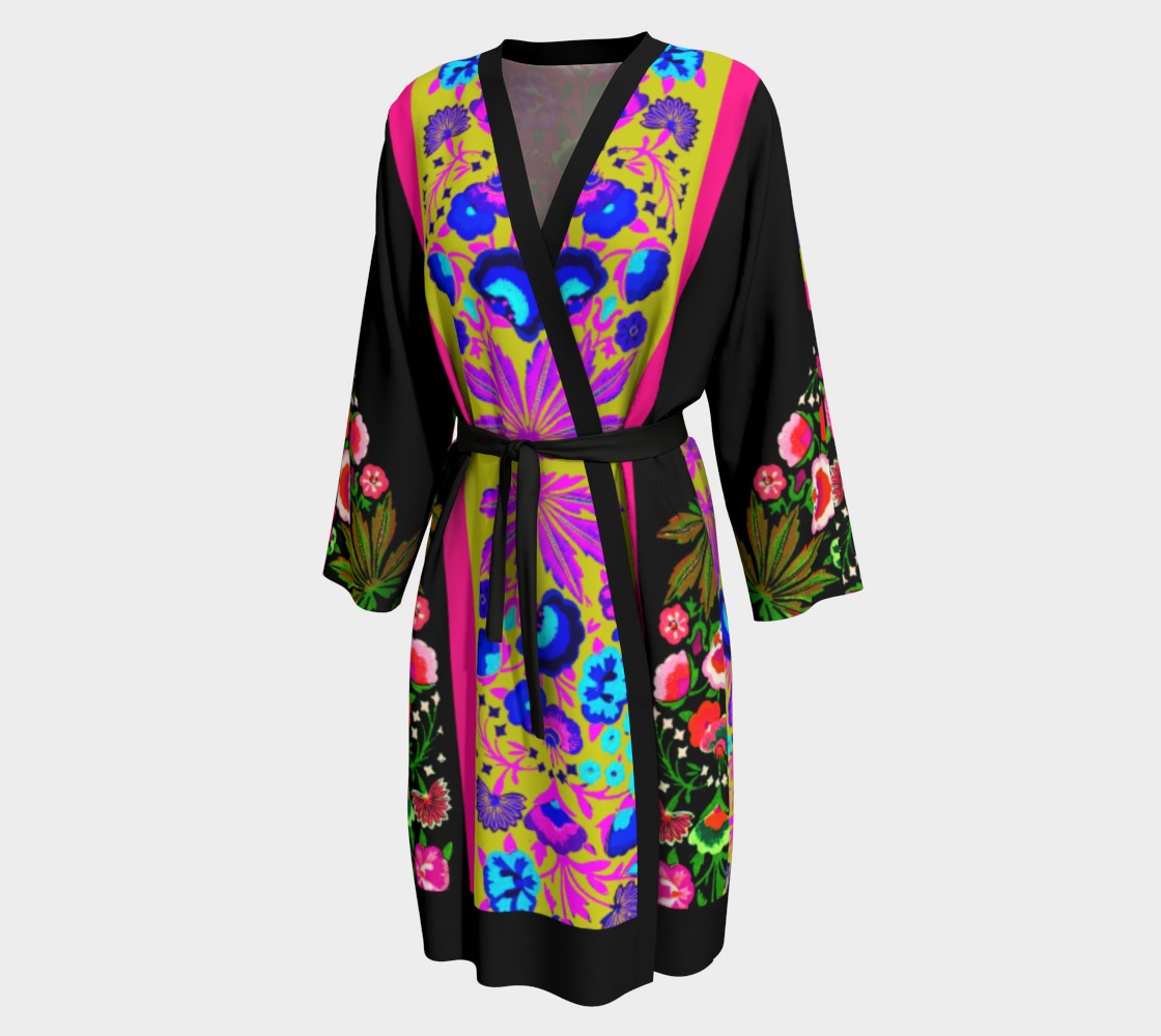Vibrant Indian Floral Long Peignoir Robe preview