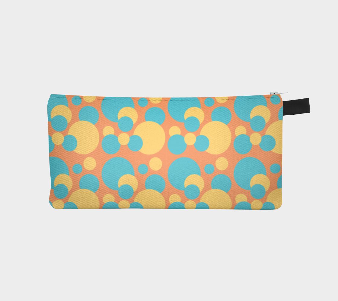 Retro Pencil Case in Blue and Yellow Dot Pattern preview #1