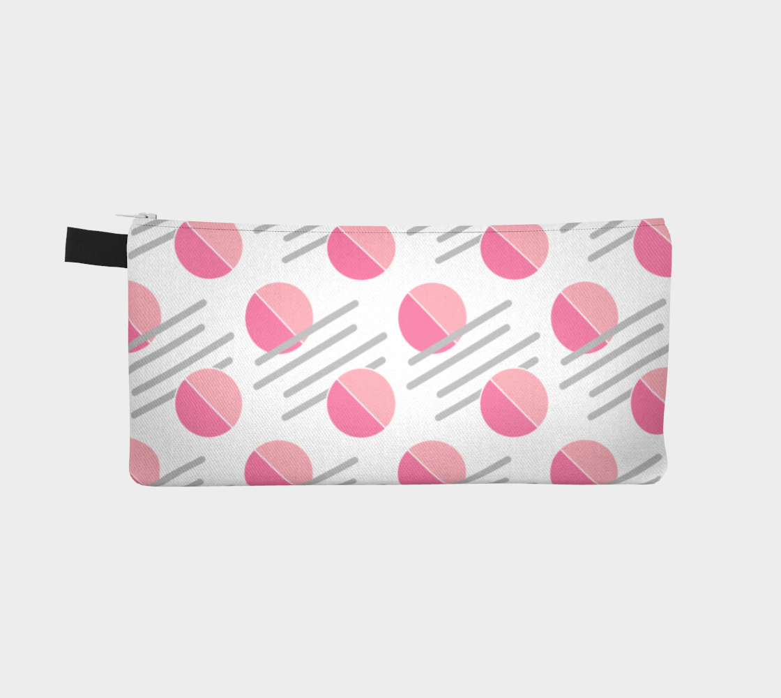 Modern Pink Circle Grey Line Abstract Pencil Case preview #2
