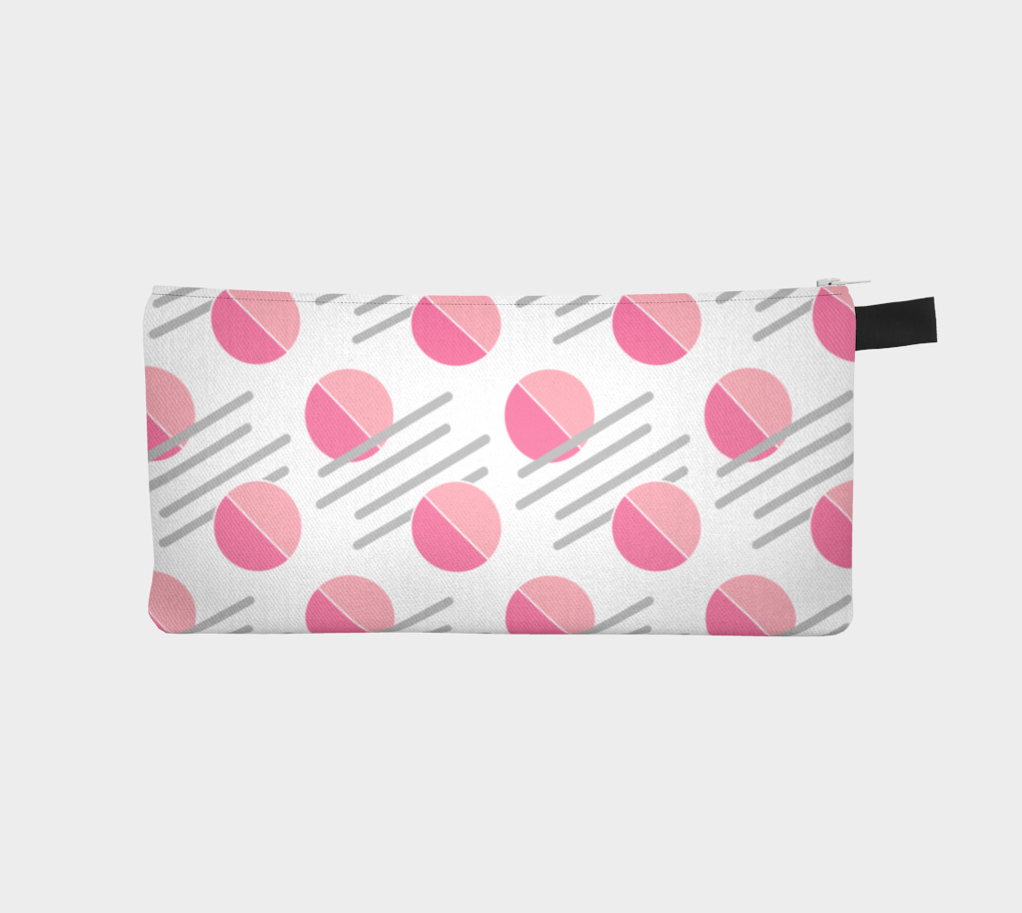 Modern Pink Circle Grey Line Abstract Pencil Case preview #1