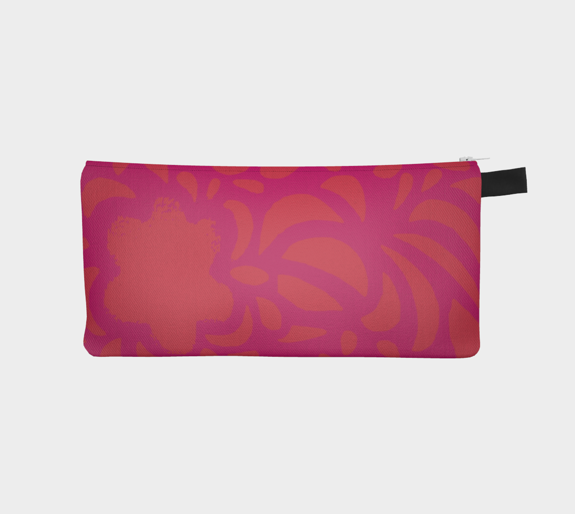 Retro Flowers Pencil Case in Red and Yellow preview