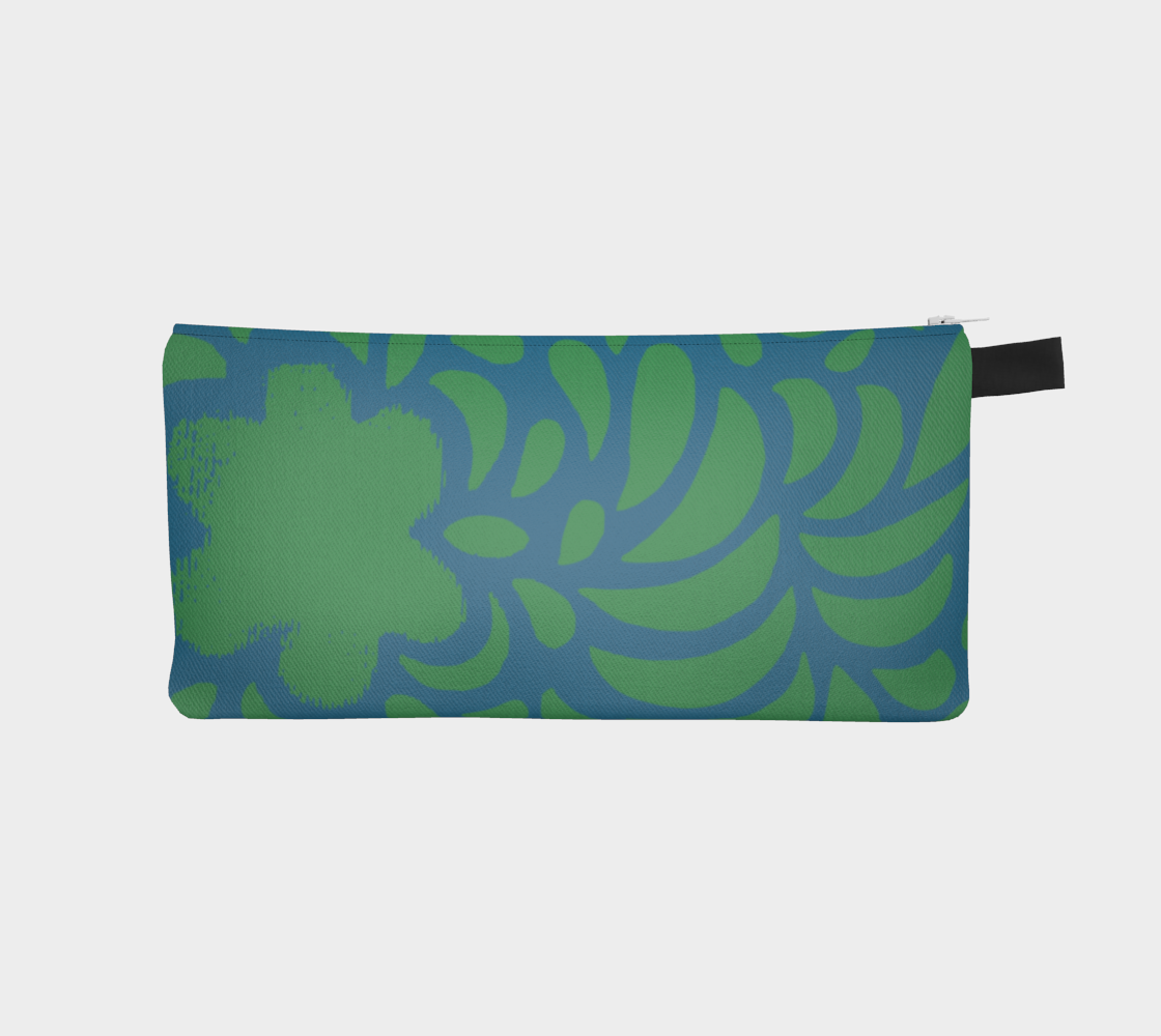 Retro Flowers Pencil Case in Green preview