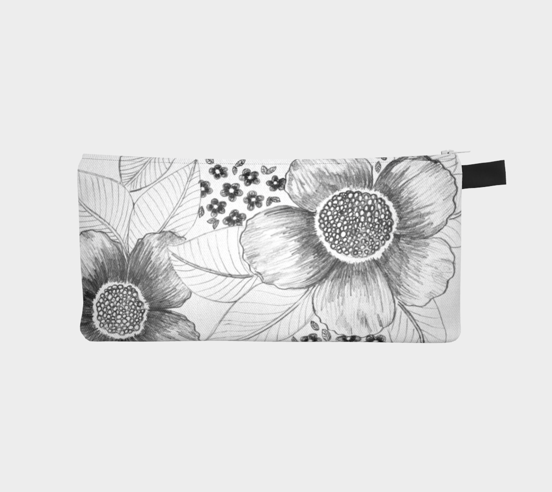 Luxurious big  black and white flowers pencil case preview