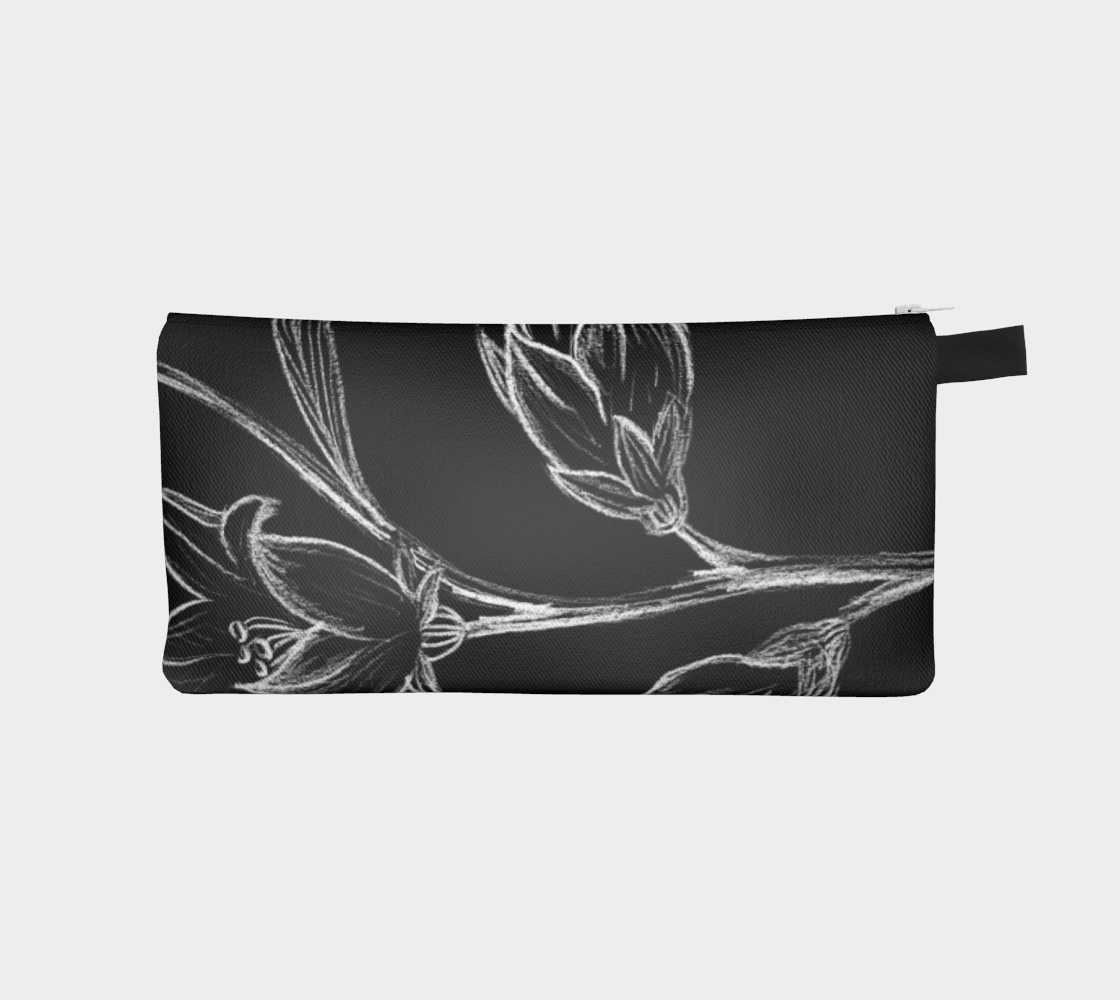 Luxurious flower white on black pencil case  preview