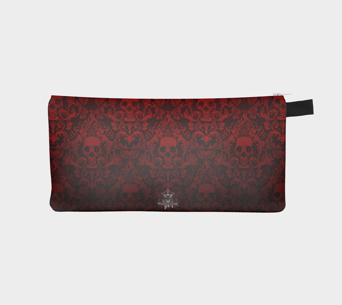 Skull Damask Pencil Case Red preview