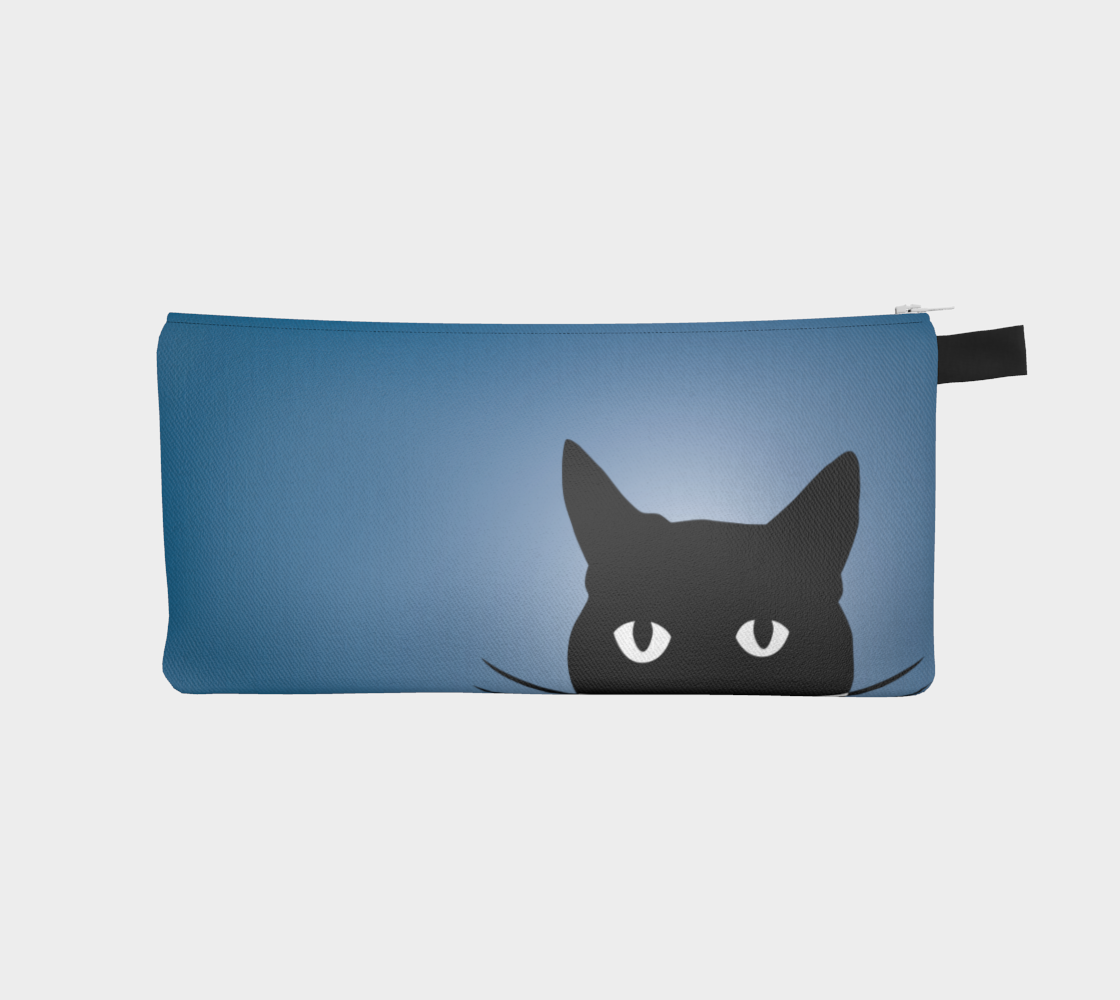 Aperçu de Black Cat on Blue - Pencil Case