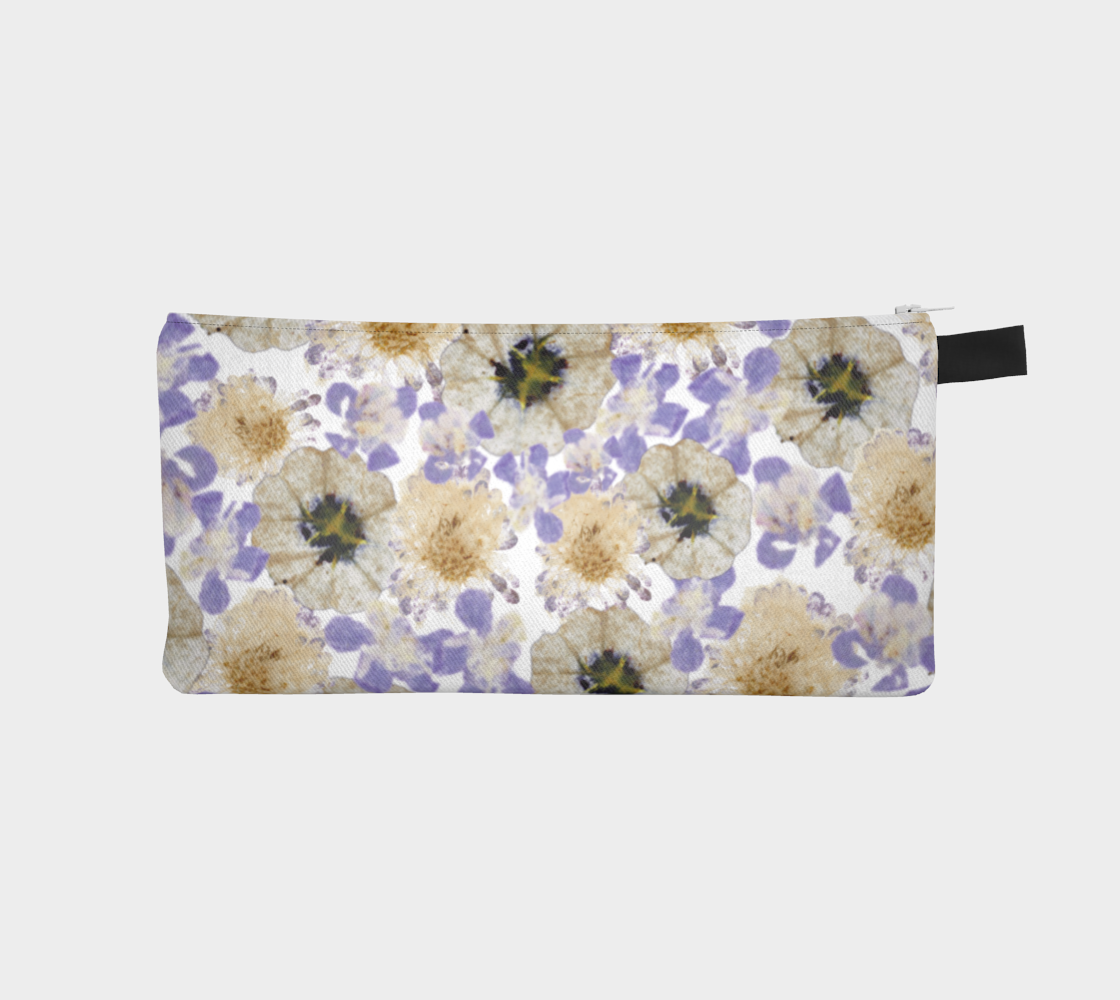 Aperçu de Pencil Case * Abstract Floral Makeup Pouch * Small Travel Organizer Bag * Purple White Petunia Watercolor Impressions Design