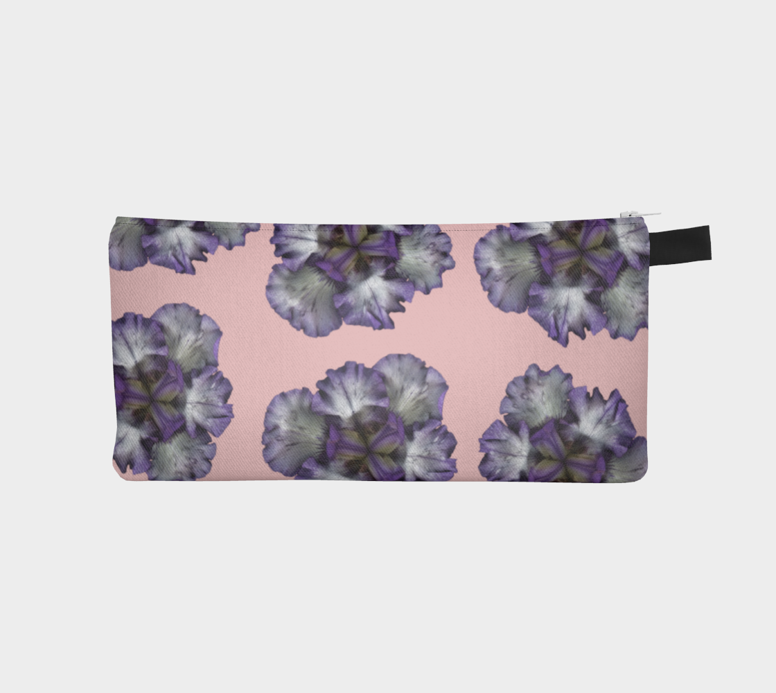 Aperçu de Pencil Case * Purple Iris Pink Floral Makeup Pouch * Small Travel Organizer Bag