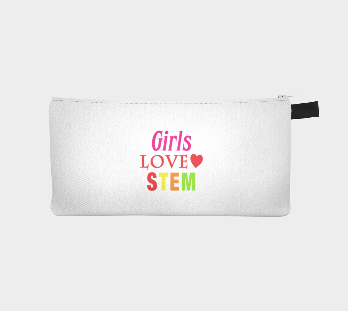 'Girls Love STEM' (White) Pencil Case preview