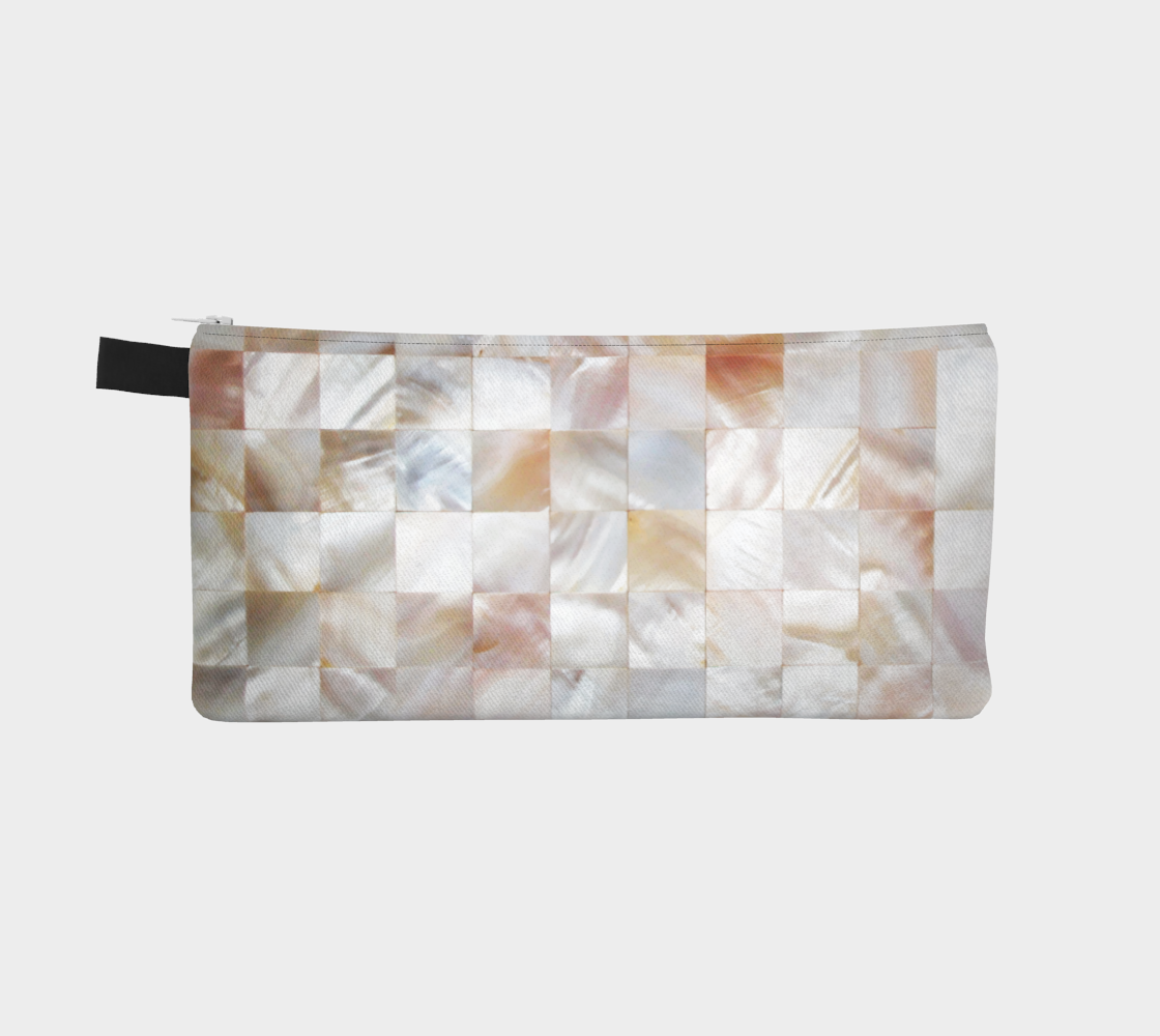 Mother of Pearl, Exotic Tiles Photography, Neutral Minimal Geometrical Graphic Design Pencil Case  Miniature #3