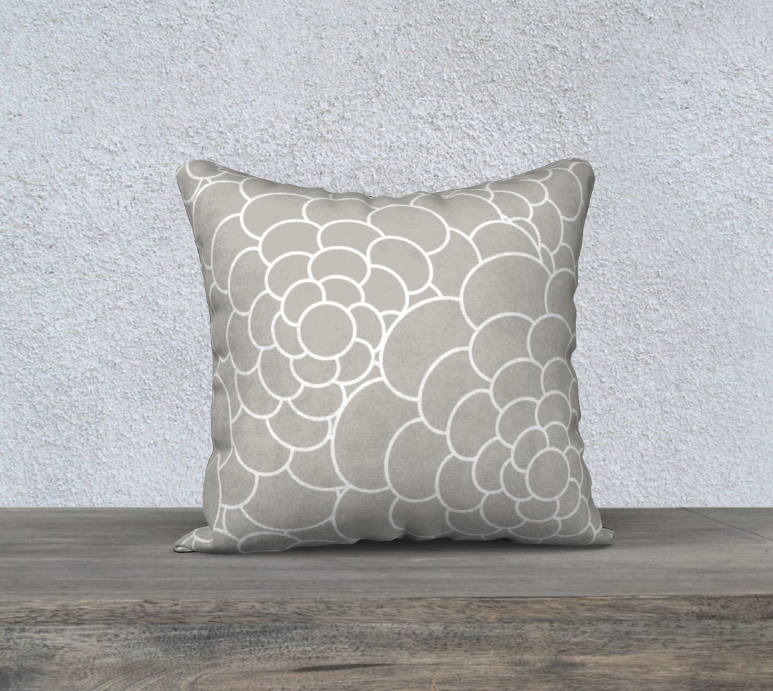 White on Beige Oval Flowers Pillow 18 190308B preview