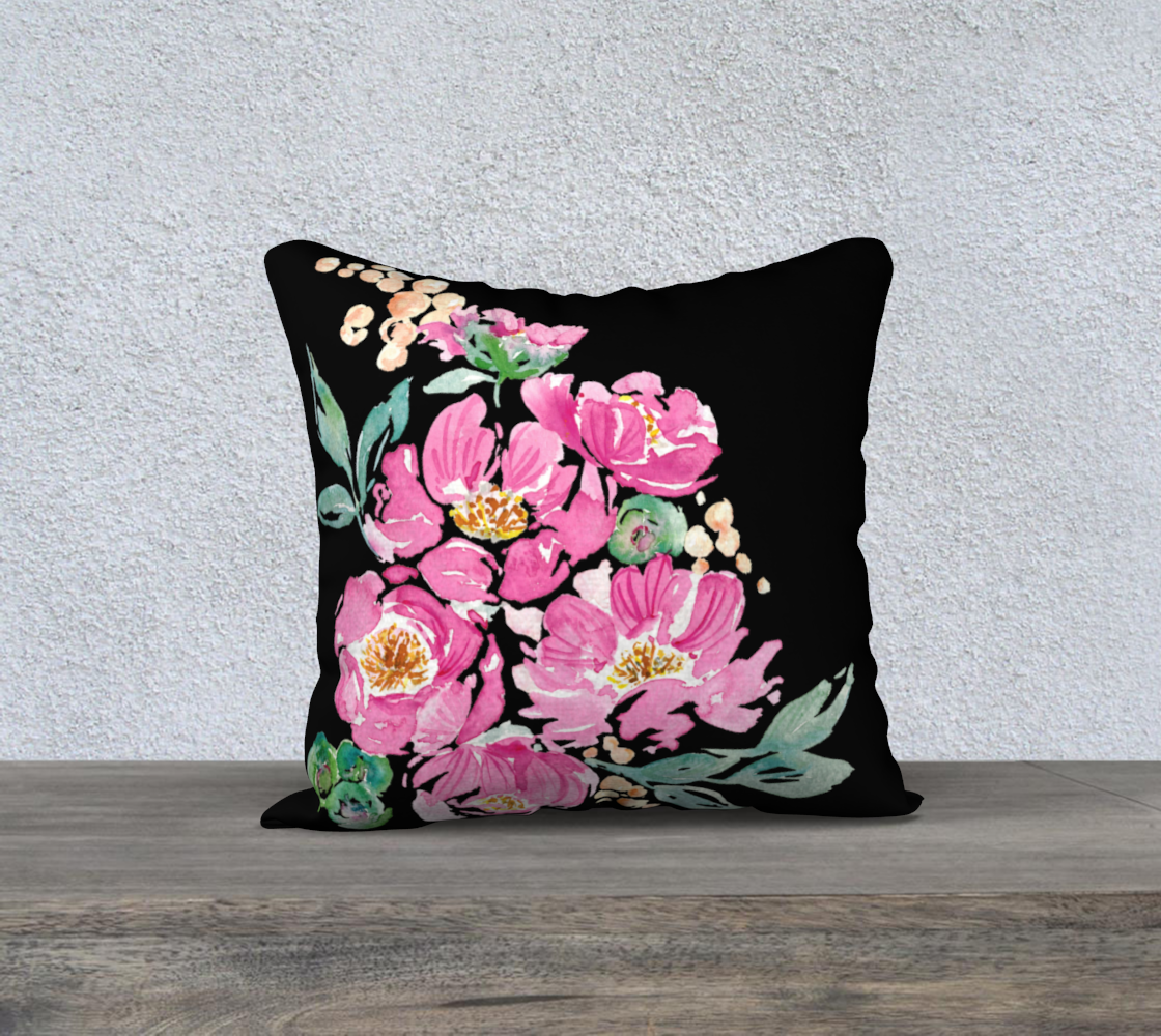 Peonies on Black Pillow 2019 preview