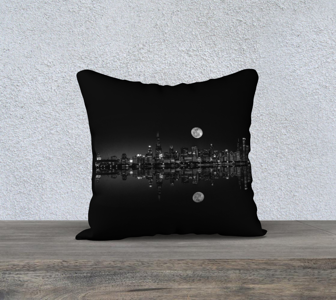 Moon Over Chicago Square Pillow preview