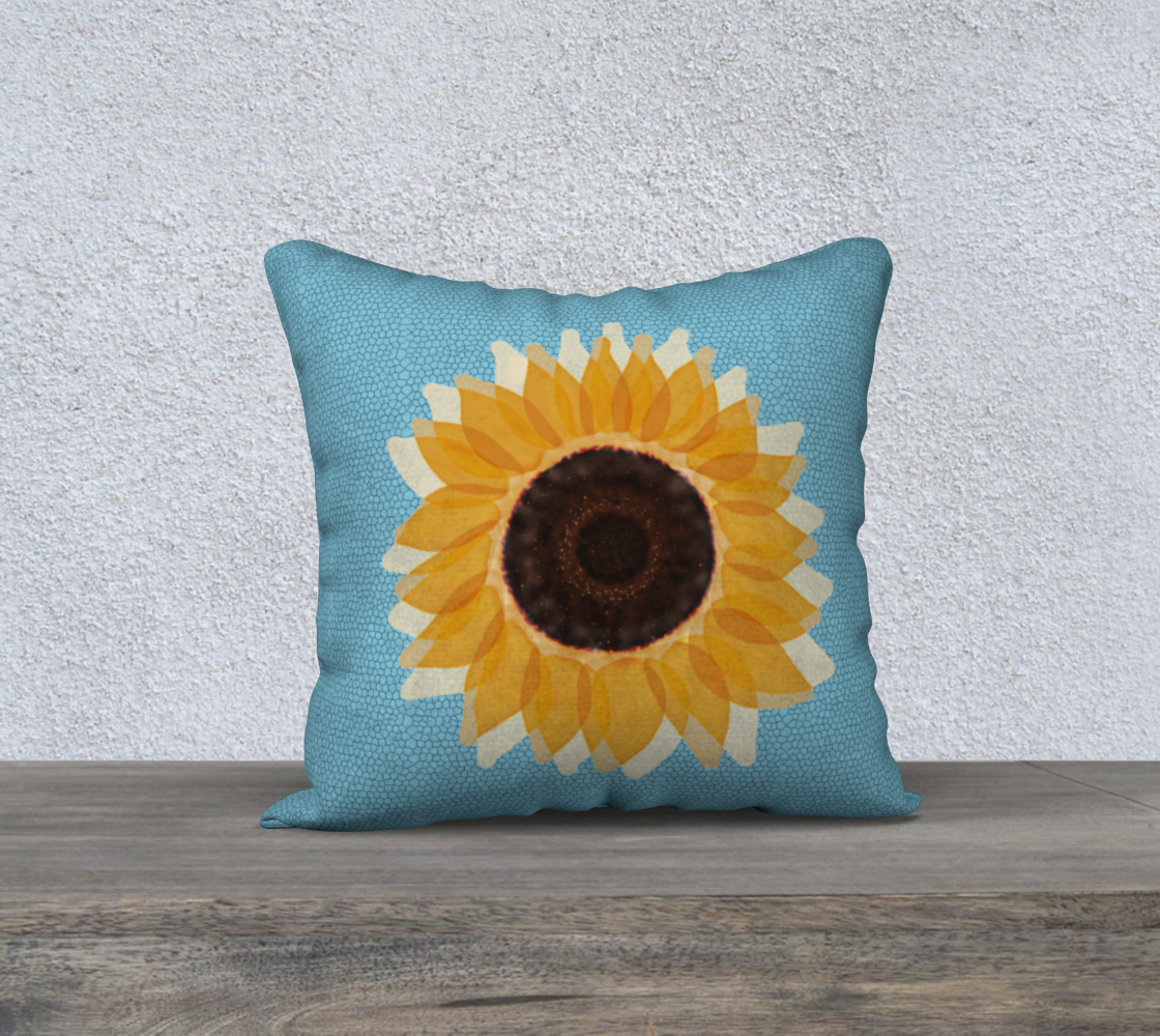 Aperçu de Golden Yellow Watercolour Sunflower Cornflower Blue Hexagon Tile