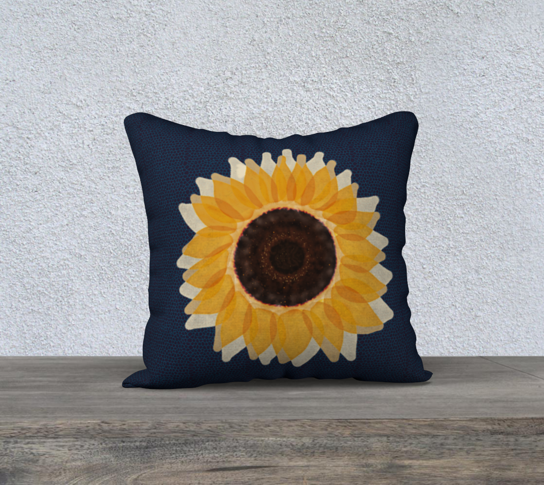 Aperçu de Big Golden Sunflower on Indigo Dark Blue Honeycomb Tile