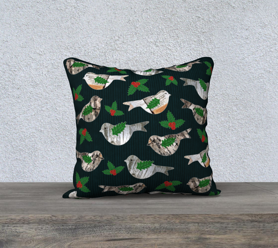 Birch Bark Birds and Holly Berry Sprigs Rustic Christmas preview #1