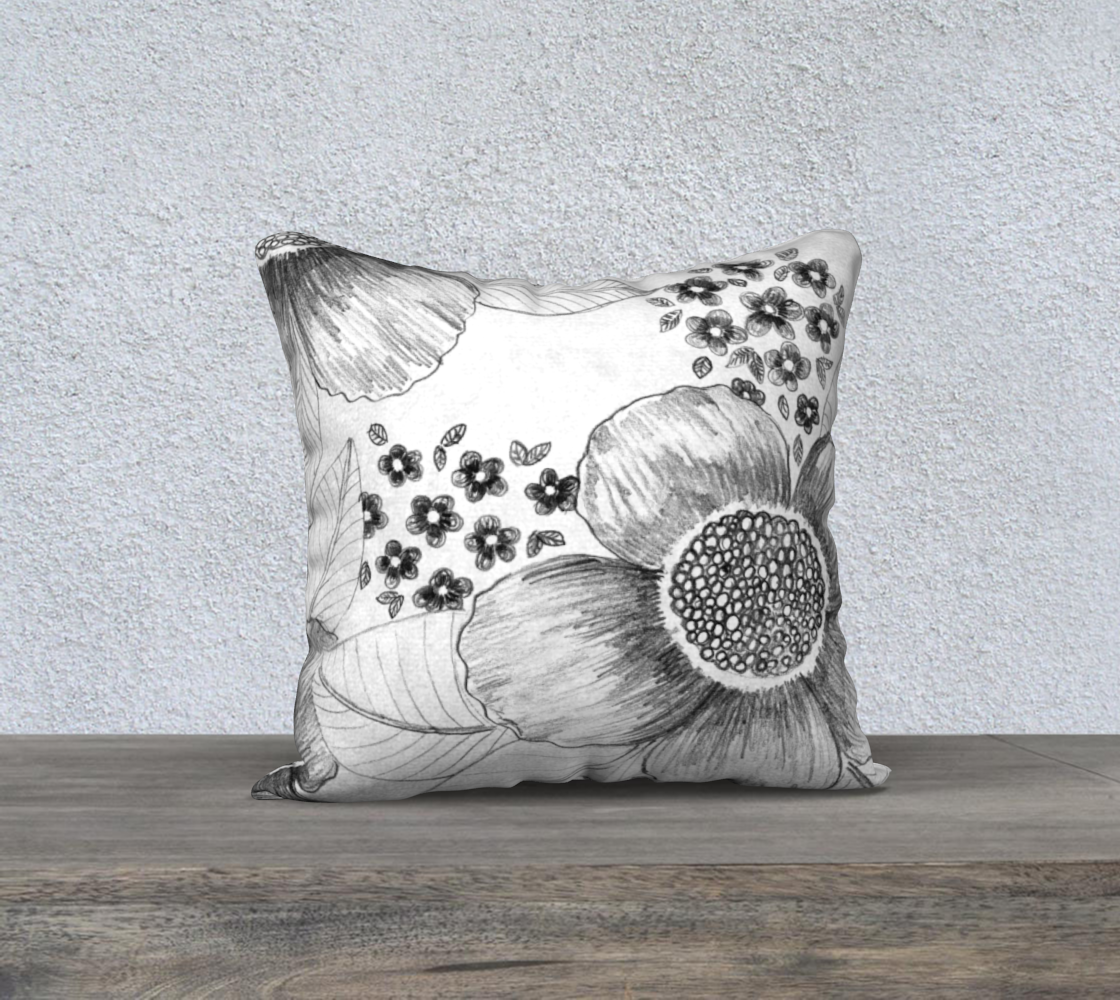 Luxurious flowers black and white pillow  preview