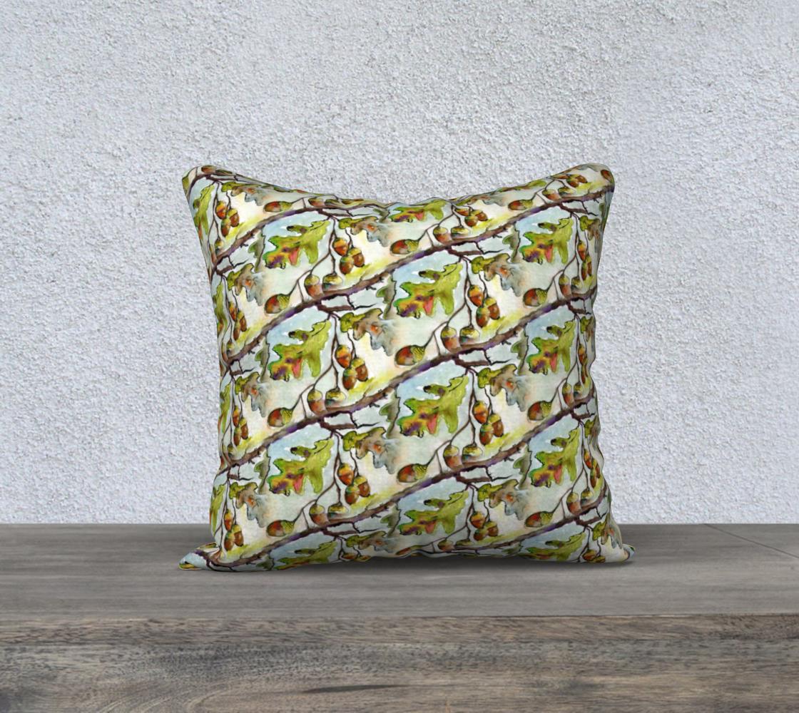 Acorns and Oak Leaves Pillow front painting back Pattern preview #2