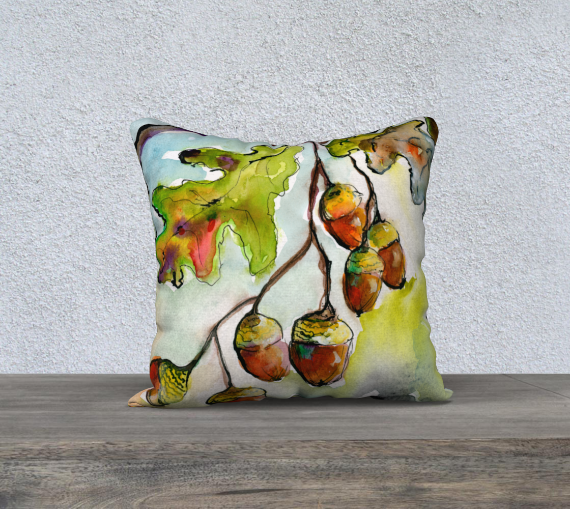 Acorns and Oak Leaves Pillow front painting back Pattern preview