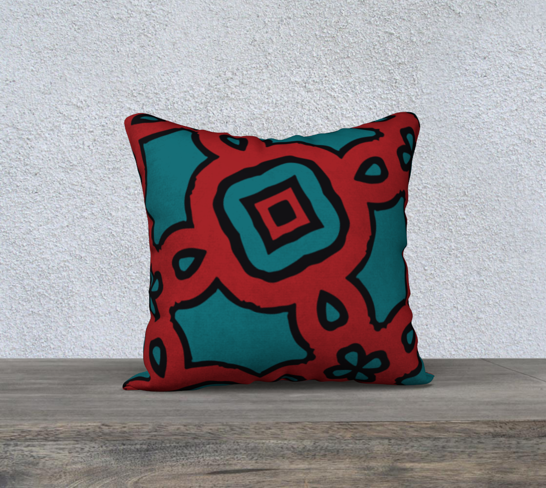 The Tiffany Reversible Pillow in Red and Teal preview