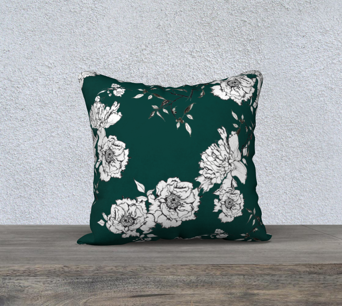 Poppy Floral Pillow with Green preview