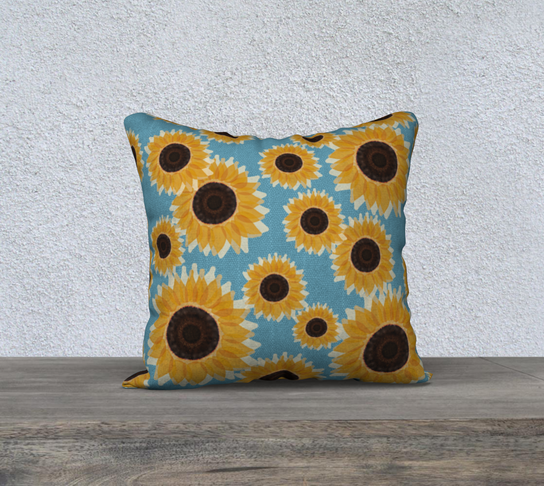 Big Yellow Sunflowers Blue Honeycomb Tile Modern Country preview