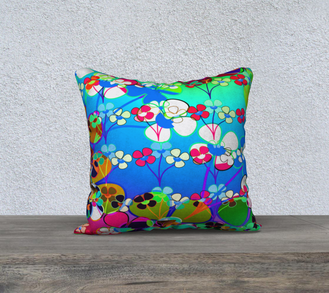 Aperçu de Abstract Colorful Flower Blue Background Art Pillows 18x18, AWSD 