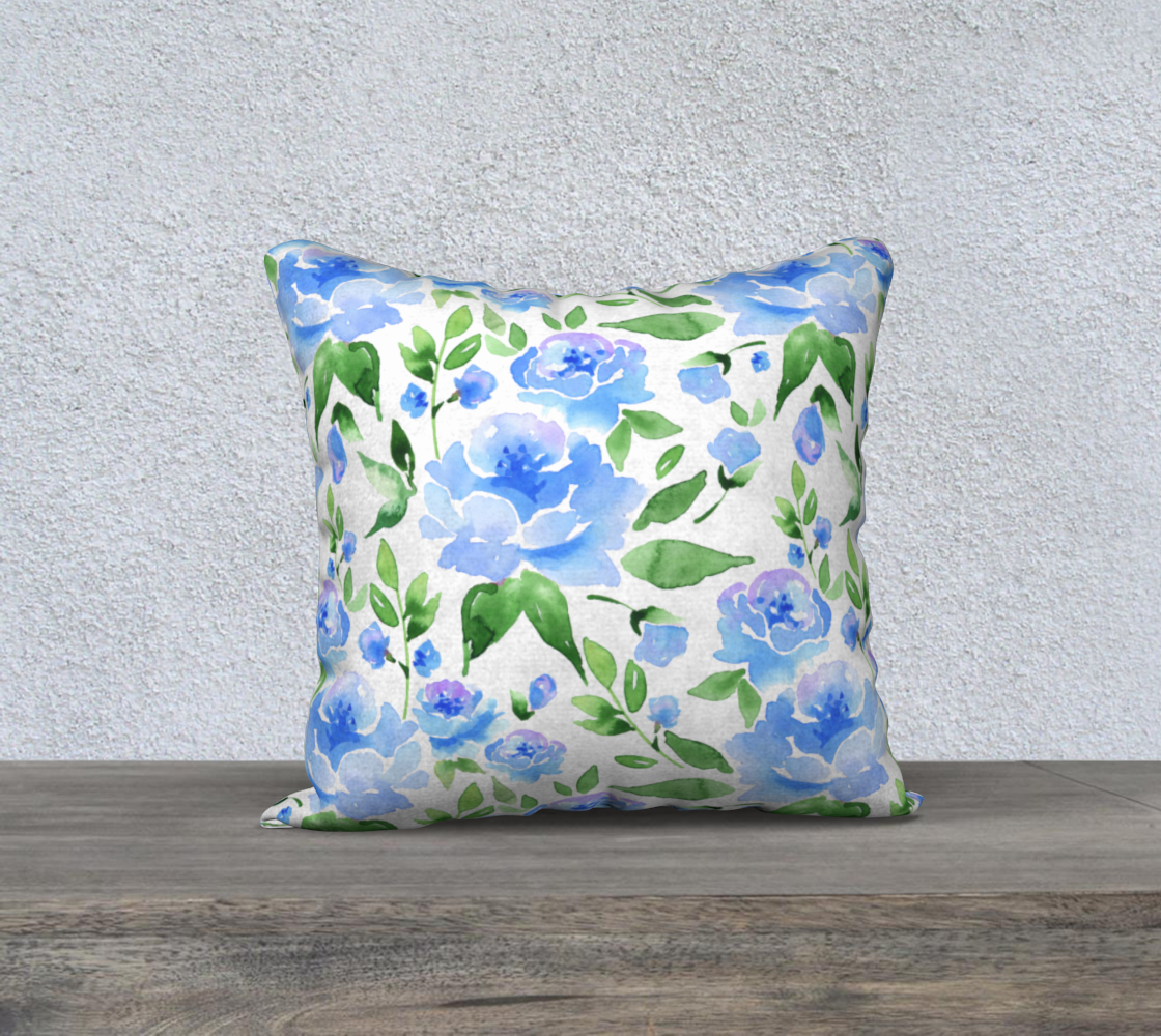 Aperçu de Blue watercolor floral pattern