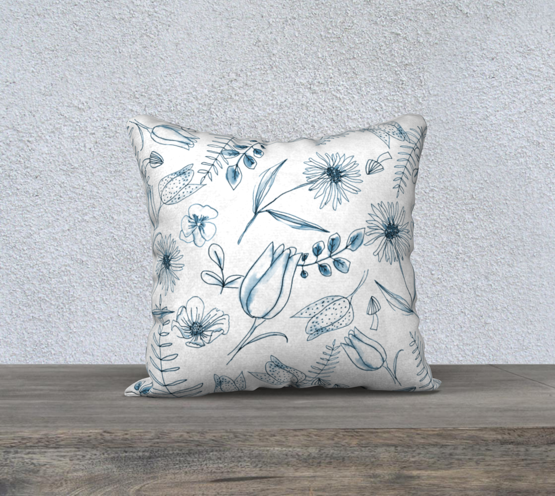 blue woodland floral cover 18x18 preview #1