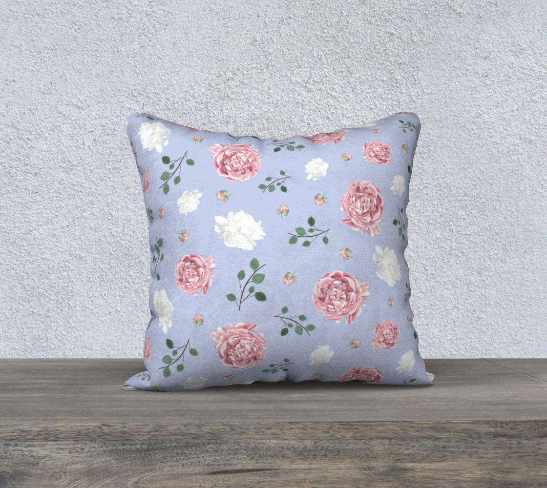Peonies 18 x 18 Pillow Case (blue) preview