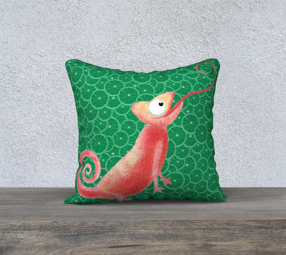 Wally the Chameleon Pillow Case 18x18 (green) preview #2