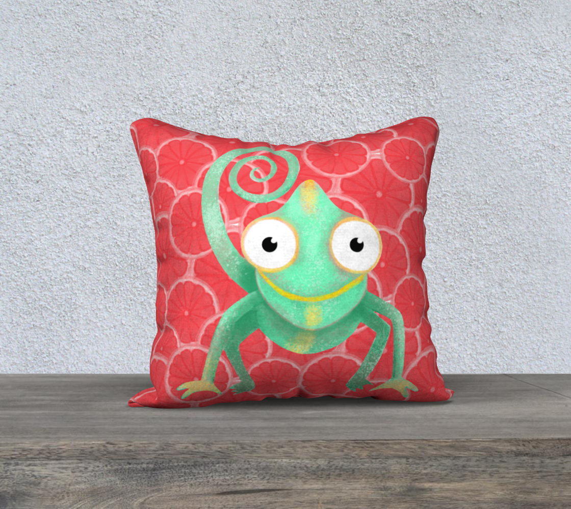 Mambo the Chameleon Pillow Case 18x18 (red) preview #2
