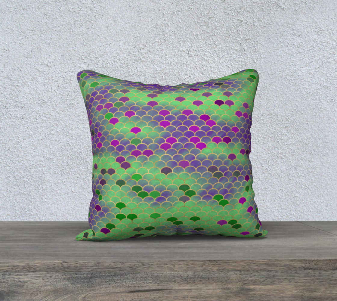 Green and Purple Mermaid Scales 18x18 Pillow Case preview