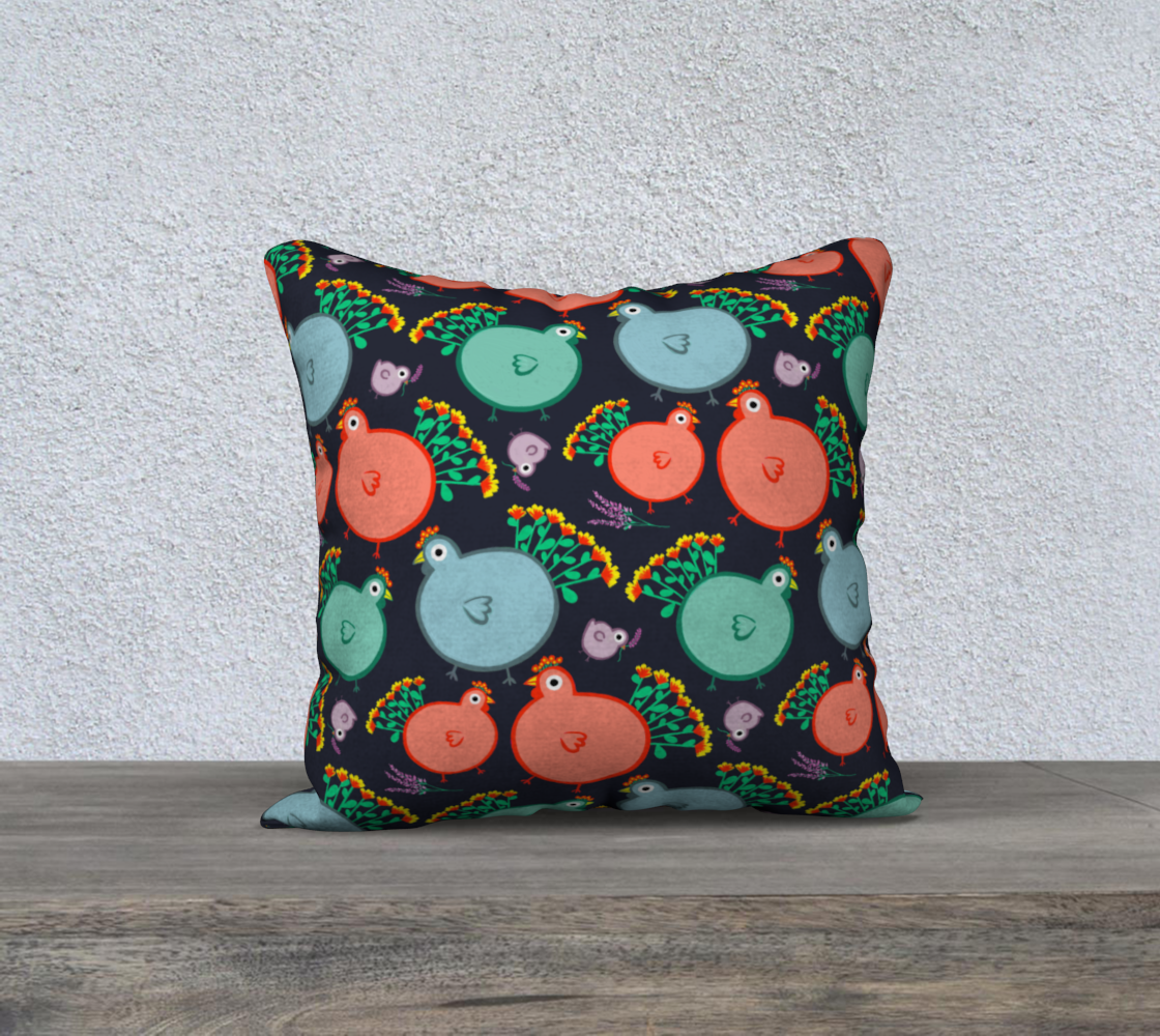 Quirky Chickens Pillow Case 18x18 preview