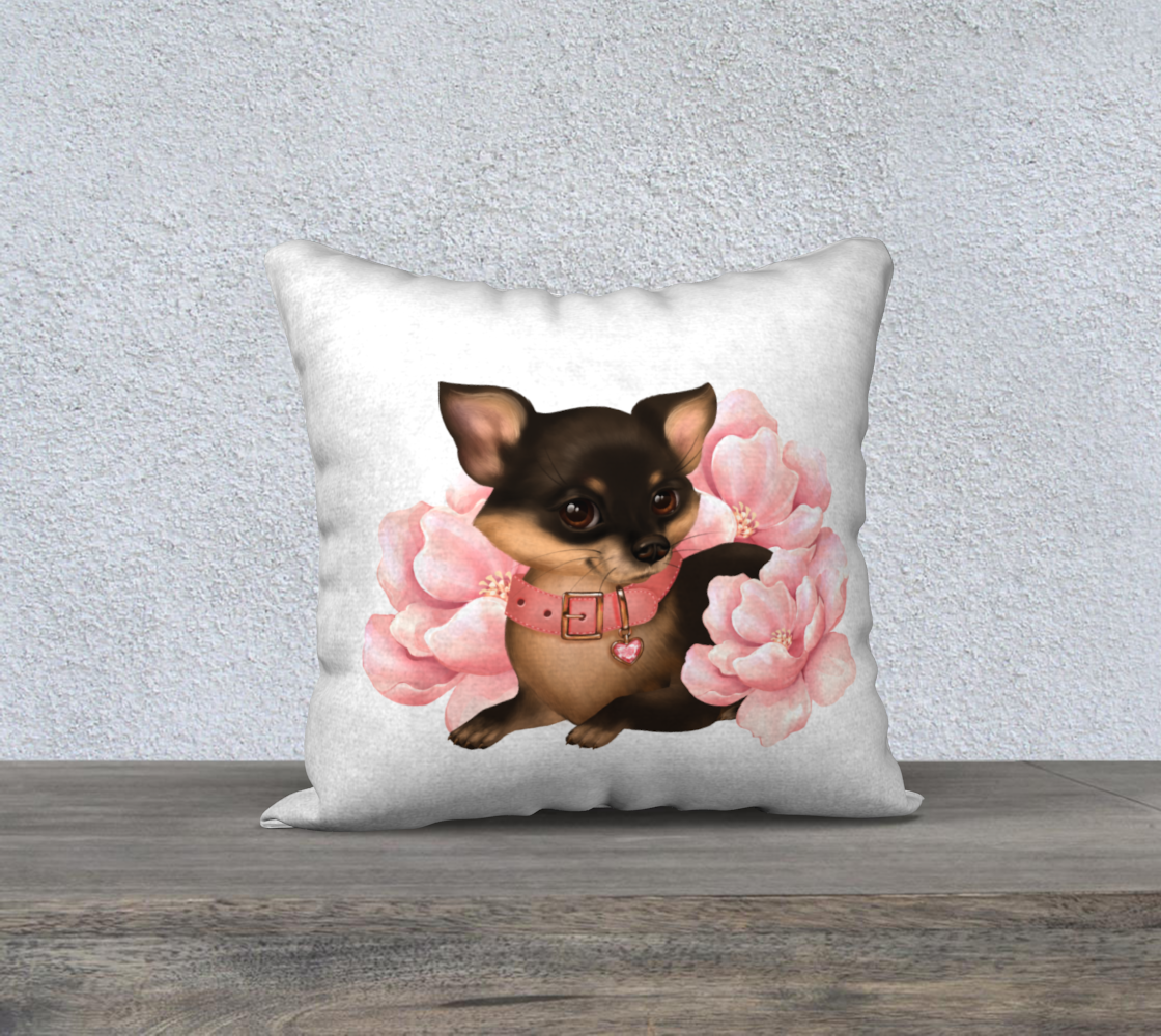 Cute little chihuahua dog with flowers preview