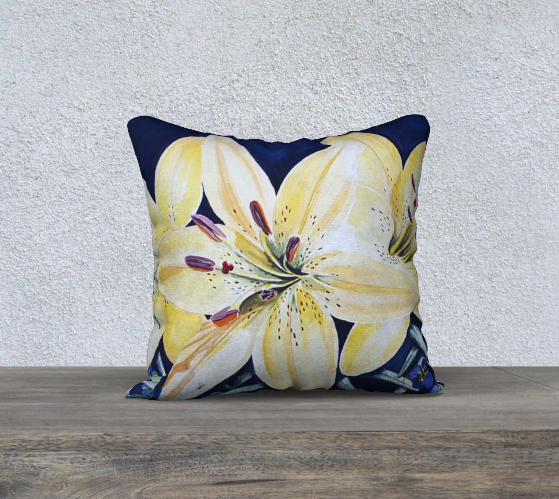 Yellow Lilies (Sig) 18inX18in Pillow Case  preview