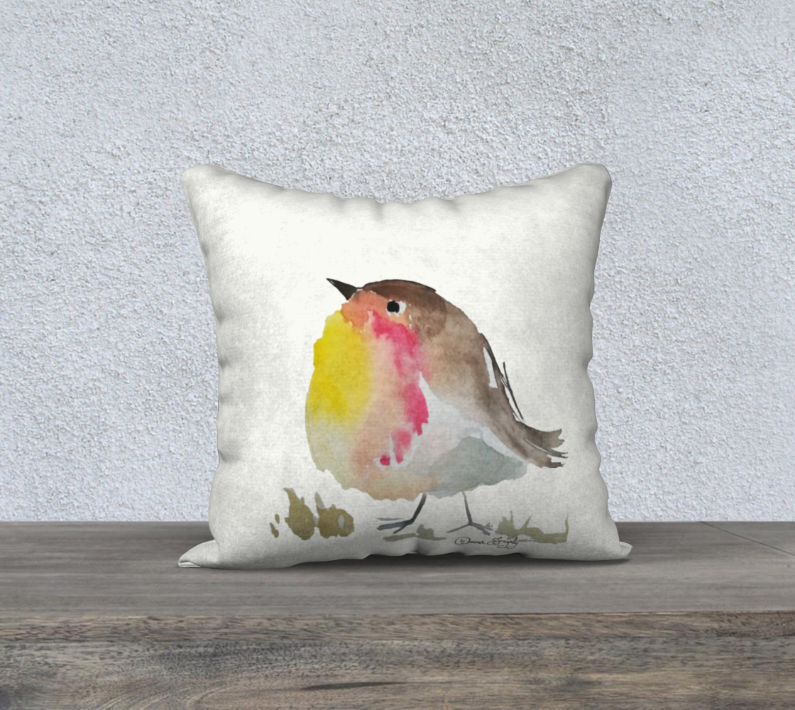 Baby Robin SIG Watercolor 18inX18in Pillow Case preview