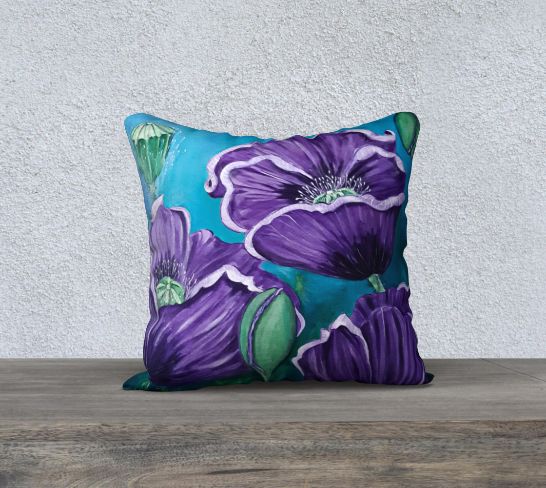 Purple Poppies 18 x 18 Pillow Case preview