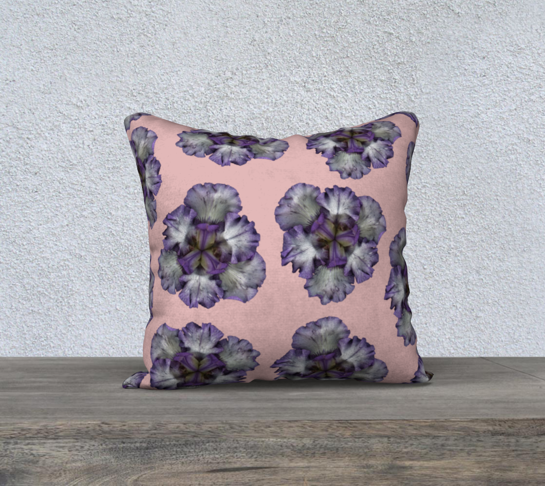 Aperçu de 18x18 Pillow Case * Purple Iris on Pink Linen*Canvas*Velveteen Floral Pillow Covers 