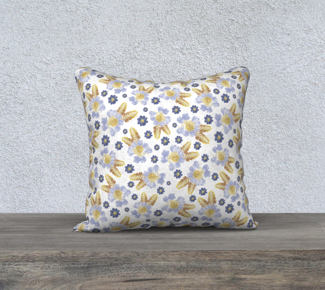 18x18 Pillow Case * Abstract Floral Pillow Covers * Linen*Velveteen*Canvas Decorative Pillows * Blue Cosmos Crocosmia Watercolor Impressions Design preview