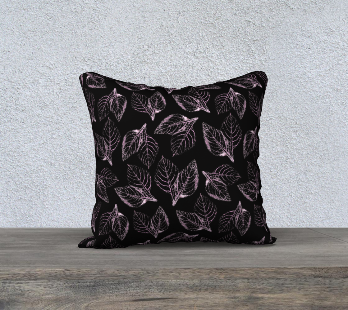 Aperçu de 18x18 Pillow Case * Abstract Floral Pillow Covers * Linen*Velveteen*Canvas Decorative Pillows * Pink Amaranth Leaves on Black 